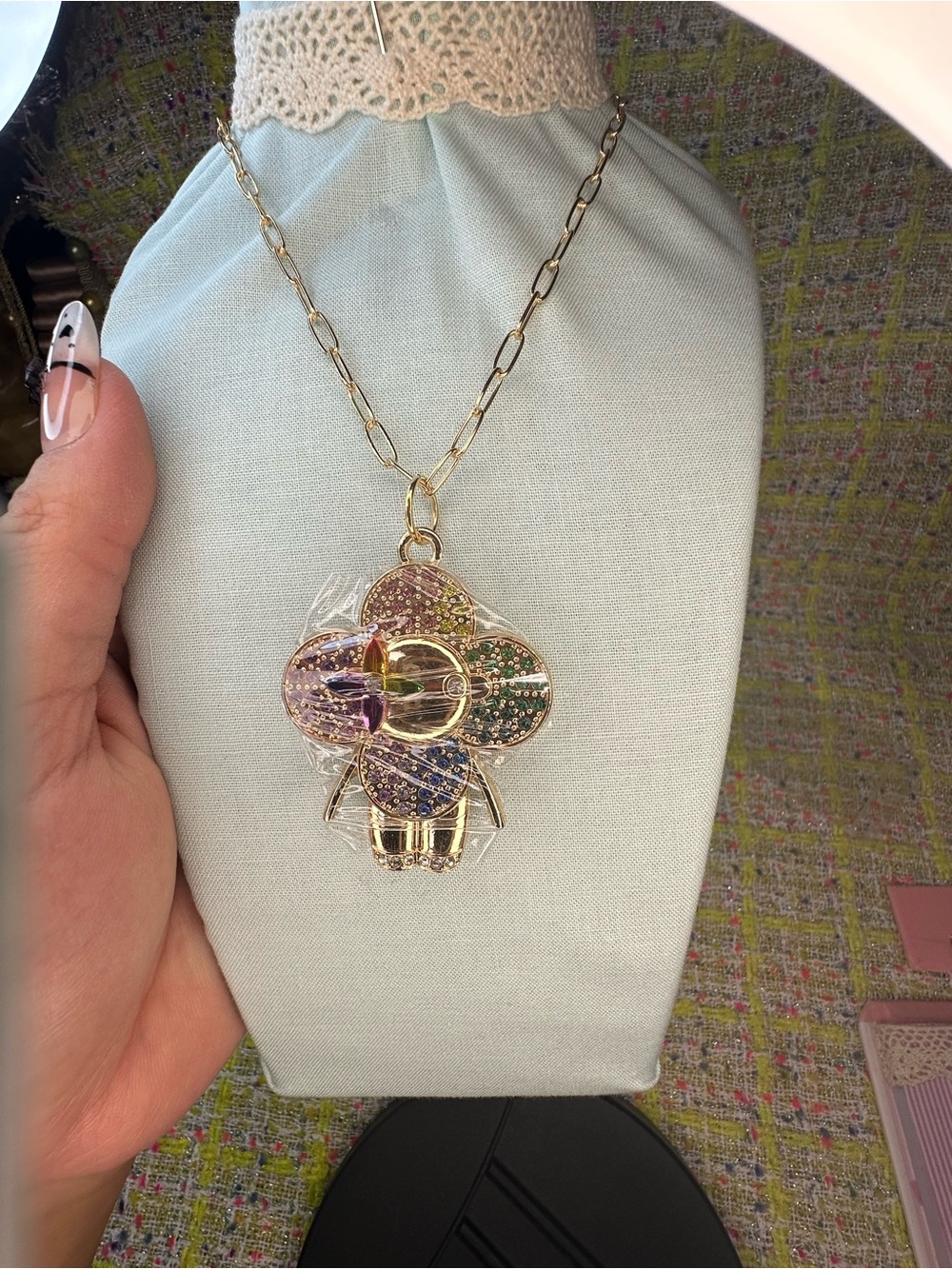 Gold Multicolor Flower Pendant Necklace - Women Jewelry
